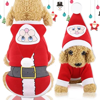 

Christmas Festival dog Clothes, Small Medium-sized Dog Autumn and Winter Pet Clothes, Hooded Sweater Mutable Santa Claus