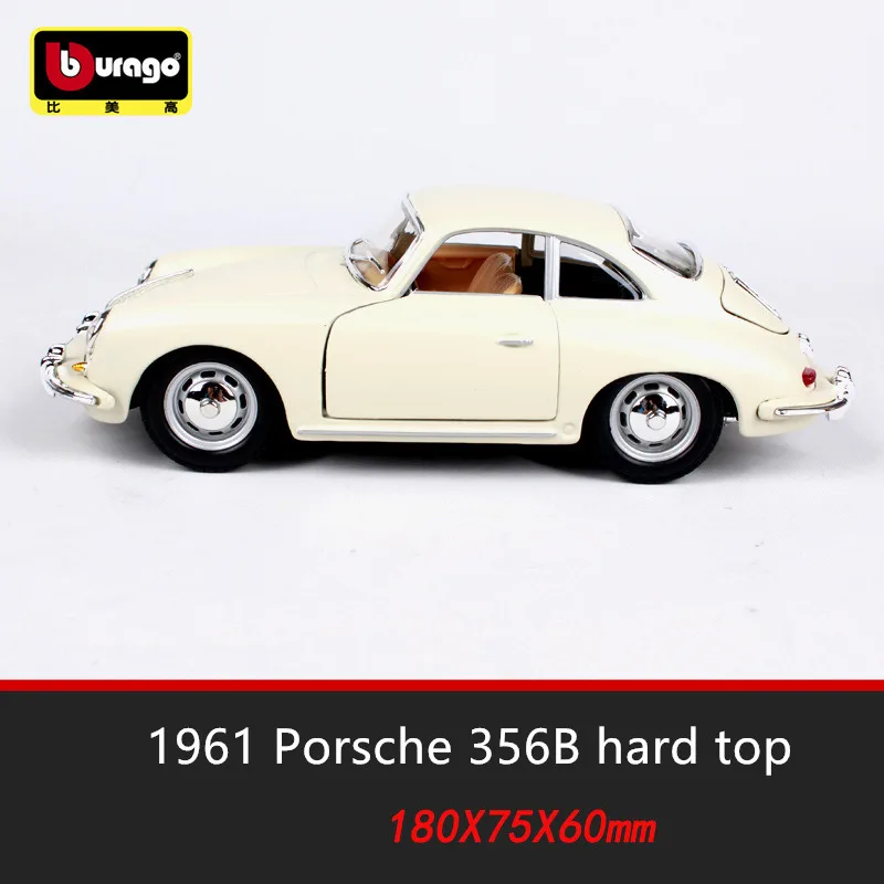 Bburago 1:24 1961 Porsche 356B модель автомобиля из сплава, модель автомобиля, украшение автомобиля, коллекция, Подарочная игрушка