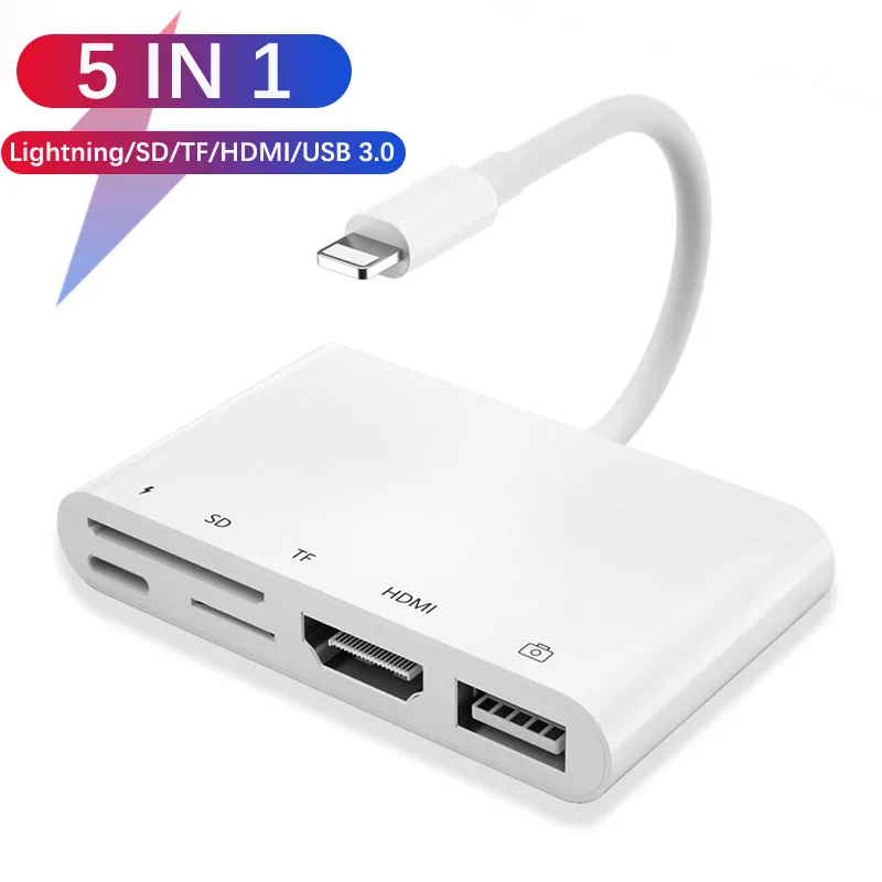 Lighttning To 1080P HDMI Cable USB SD TF Card Reader Digital AV TV OTG Adapter Hub For iPhone X XR XS 11Pro Max SE iPad Mini Pro | Мобильные