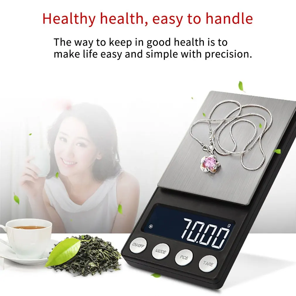 Pocket Jewelry Digital Scale Batteries Supply Portable Flat LED Electronic Scales With Tray 100/200g 0.01g