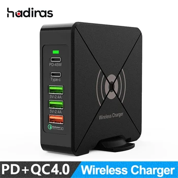 

75W Quick Charge 4.0 3.0 Multi USB Charger for Samsung Xiaomi USB Type C PD Charger QI Wireless Charger for iPhone X Xs XR 2019