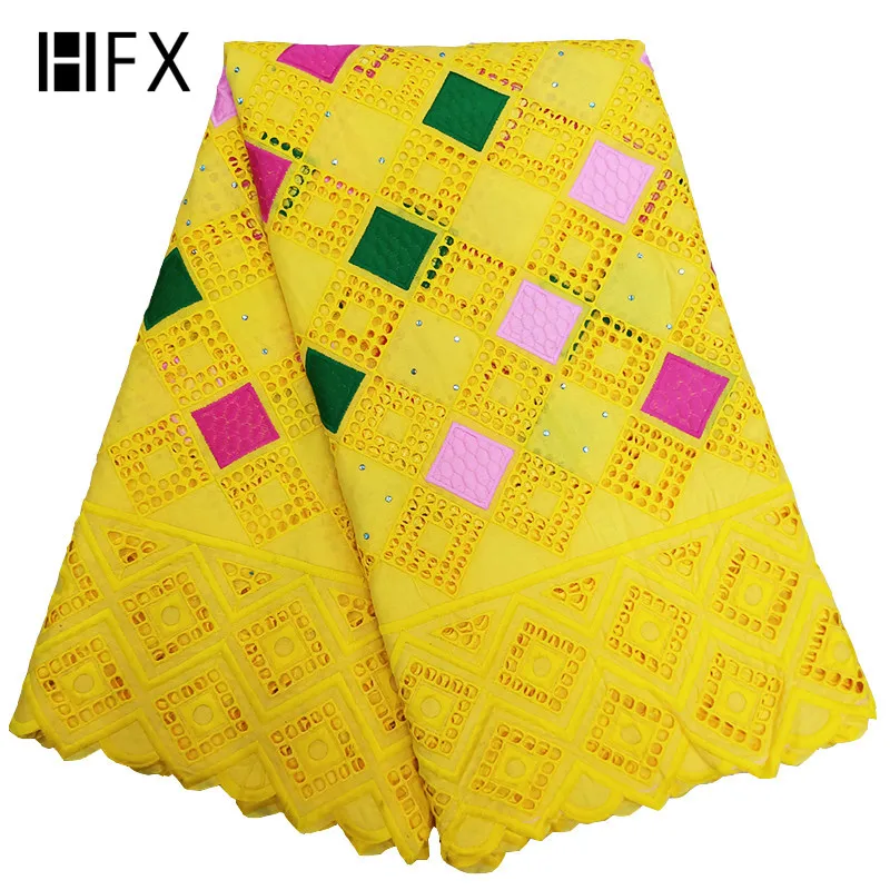 

Pure Cotton Design Swiss Voile Lace In Switzerland With Stone ,Yellow African Dry Lace Fabric High Quality Nigerian Wedding Y712