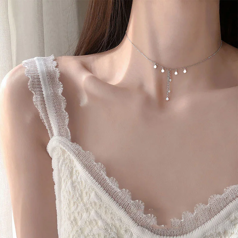 925 Sterling Silver Peach Heart Choker Necklace Clavicle Chain Short Choker Necklace For Women Fine Jewelry Brithday Gift - Image 5