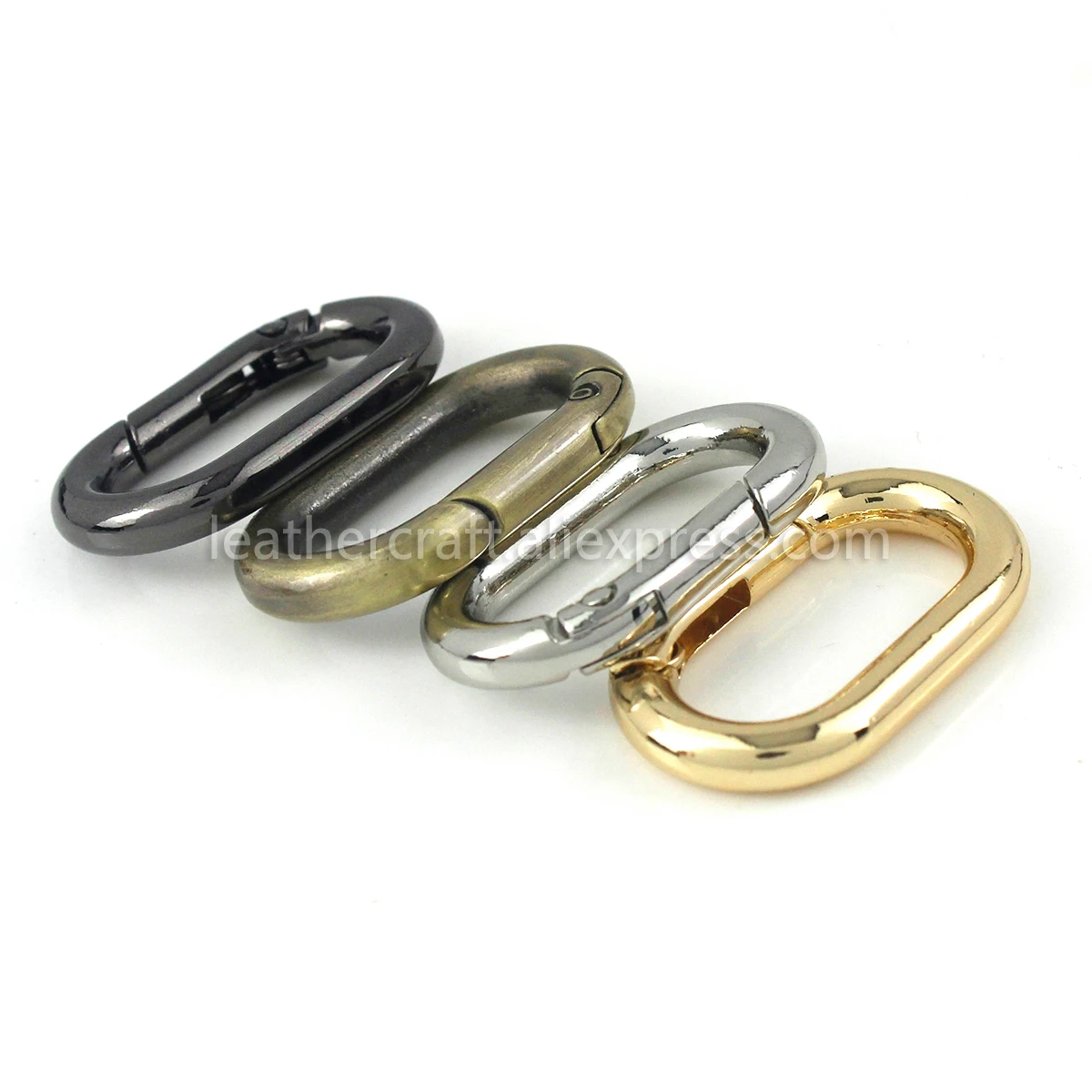 1x Metal Oval Ring Snap Hook Spring Gate Trigger Clasps Clips for Leather Craft Belt Strap Webbing Keychain Hooks