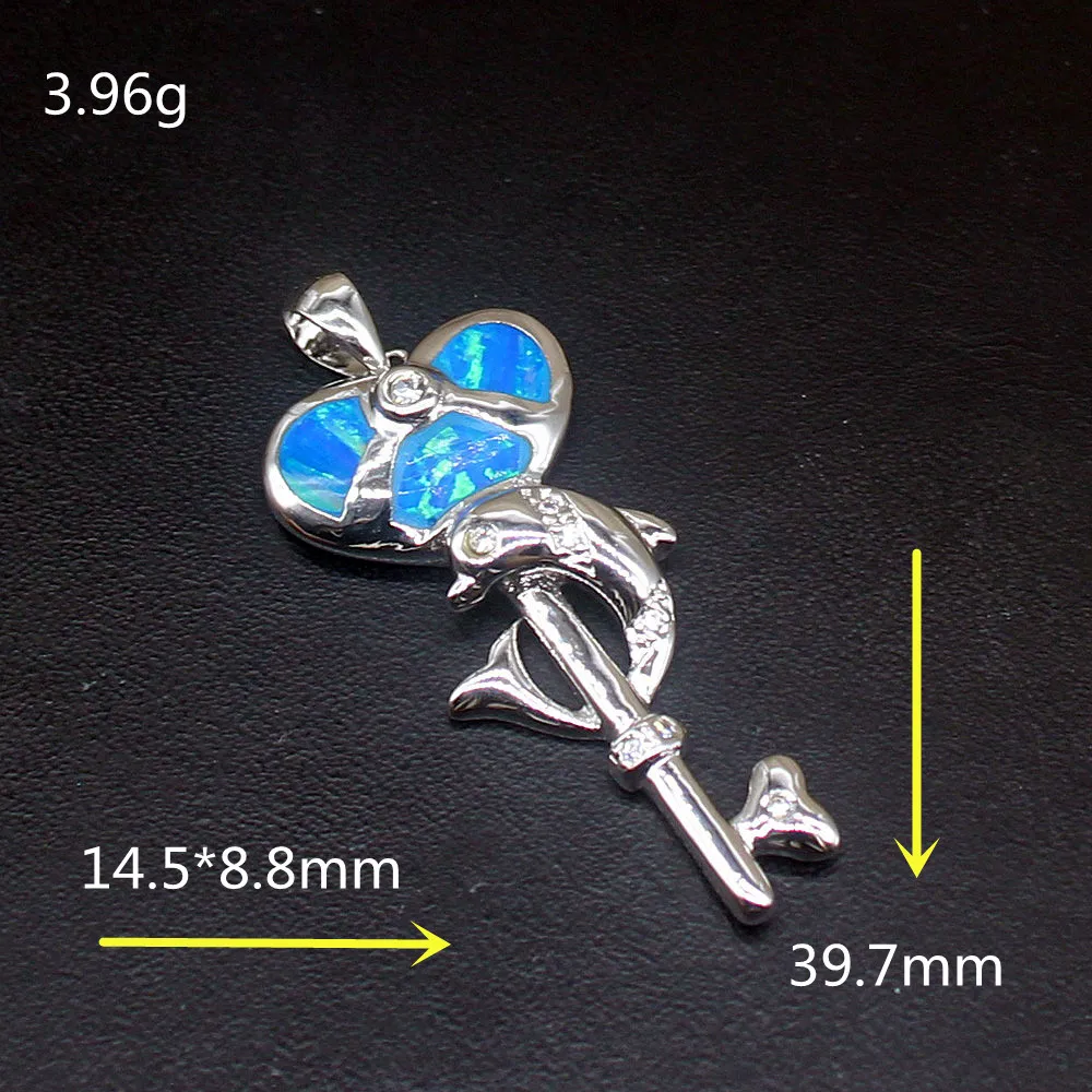 Gemstonefactory Jewelry Big Promotion 925 Silver Natural Blue Opal Dolphin Shape Women Ladies Gifts Necklace Pendant 20214527
