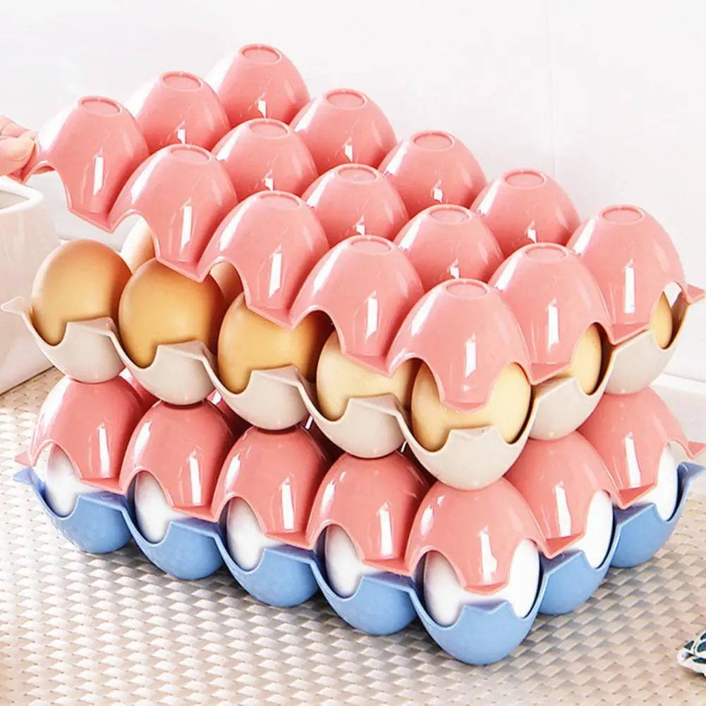 

Kitchen 15 Egg Tray Storage Box Organizer Refrigerator Storing Container Shelf Egg Dispenser for Refrigerator Capacity