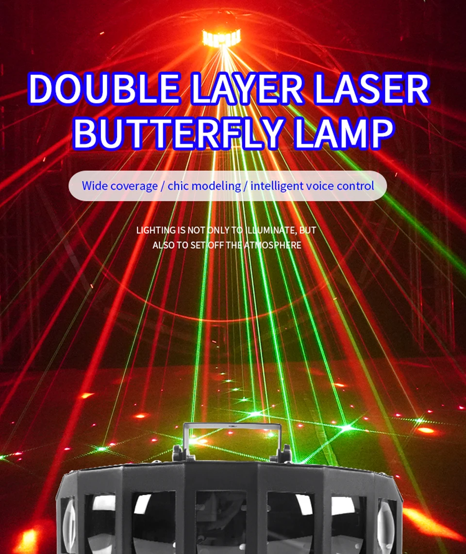 RGB Colorful Led Double-layer Butterfly Lights DMX Controller Stage Effect Light