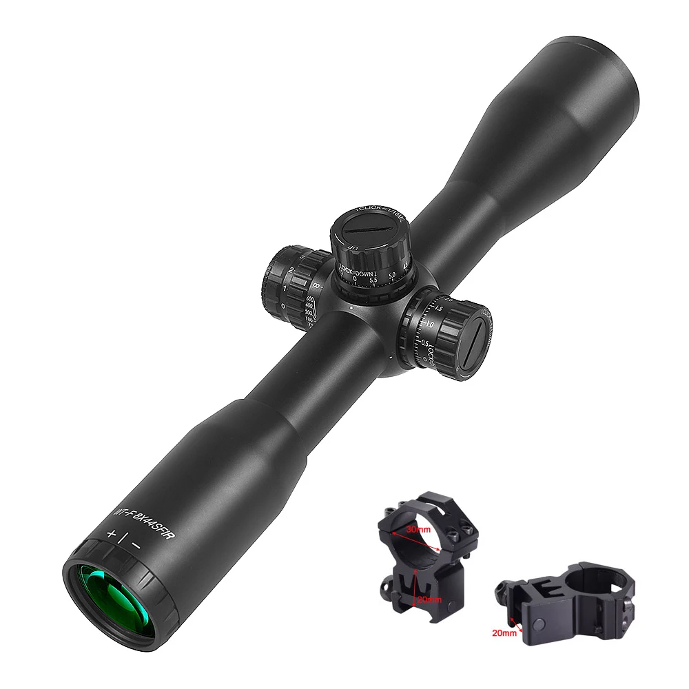 WESTHUNTER WT-F 8X44SFIR фиксированная мощность прицел боковой Параллакс стекло гравированное с подсветкой сетка противоударный страйкбол прицелы - Цвет: high 20mm rings
