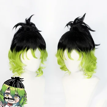 

Cartoon Giyuutarou Demon Slayer Kimetsu No Yaiba Cosplay Wigs Green Black Costume Wig+Free Wig Cap