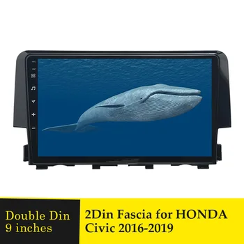 

9Inches Car Radio Fascia for Honda Civic 2016-2019 Double Din DVD Player Frame Dash Trim Kit Panel Head Unit Car Refitting Bezel