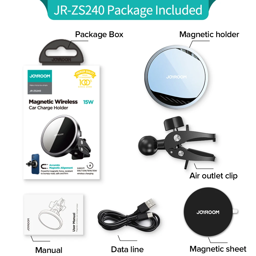 Magnetic Wireless Charger Car Phone Holder 15W Qi Fast Charging Car Mount for iPhone 13 12 11 Pro Max Xs Samsung S9 S10 Joyroom
