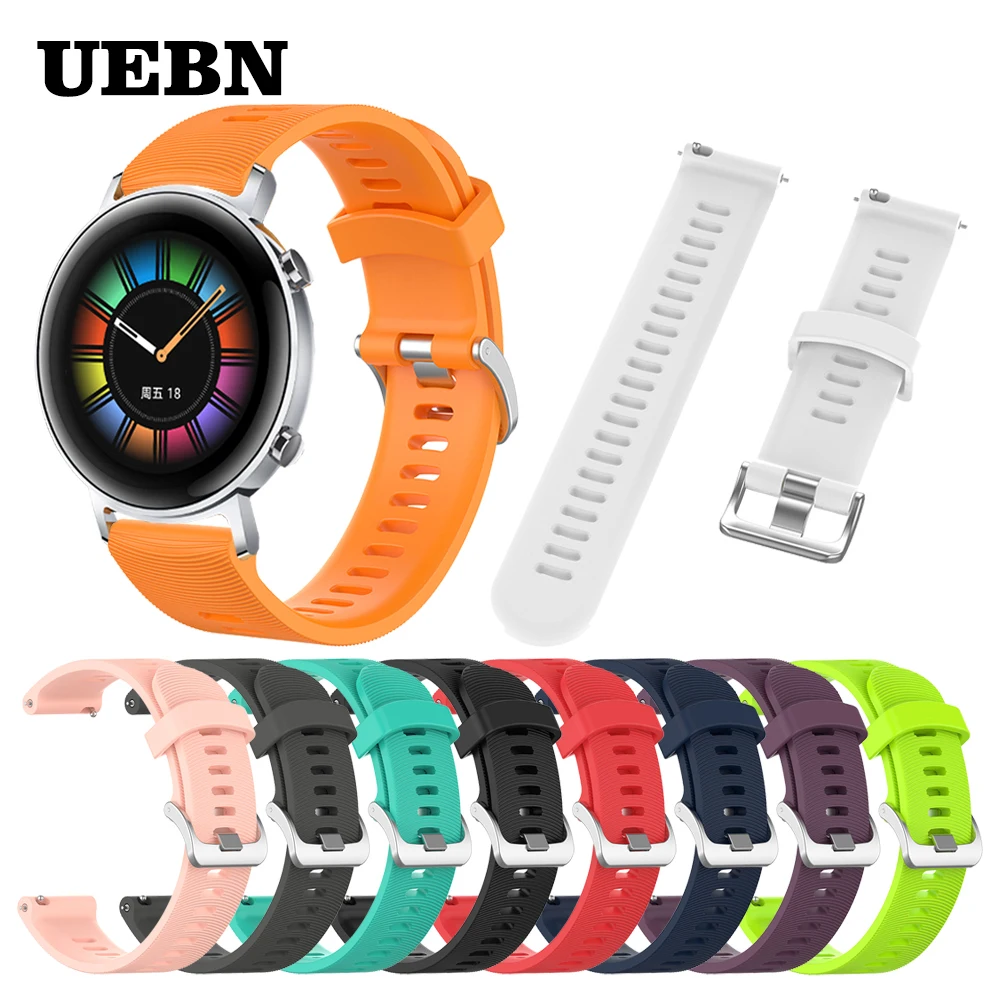 Ремешок UEBN силиконовый для HUAWEI WATCH GT 2 42 мм спортивный/классический/элегантный