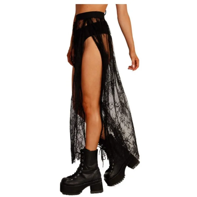 Sexy Side Slit Long Skirt For Festival/Party /Dancing Lace Tulle Mesh Skirs Petticoat Sexy Side Slit Long Skirt For Festival/Party /Dancing Lace Tulle Mesh Skirs Petticoat