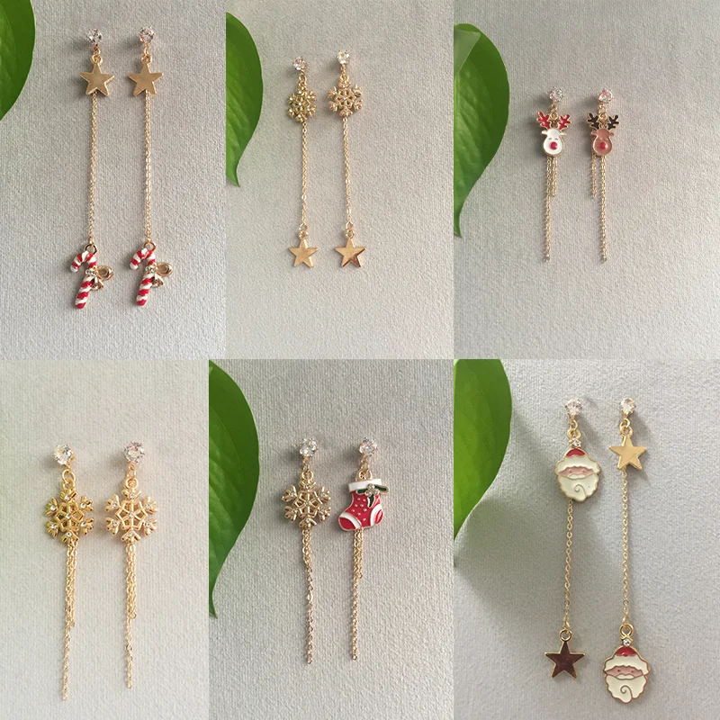 

32 Style Christmas Tassel Earrings Gold Fashion Trend Earrings Snowflake Reindeer Santa Claus Christmas Stockings Bell Jewelry