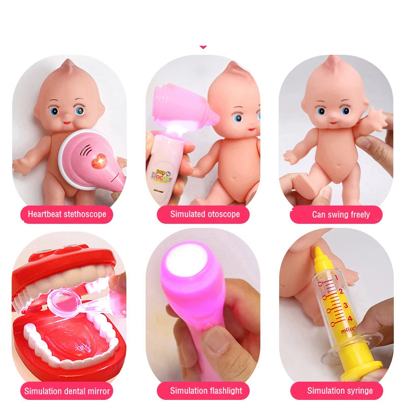 21-39Pcs Children Simulation Doctor Game Toys Set Cosplay Doctors Vocal Light Stethoscope Simulation Medical Equipment Tool Kit