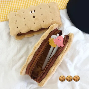 

1 pcs Kawaii Creative Cookies Pencil Case Bag Cute Plush Zipper Pencil Pouch Box for Girls School Stationery Supplies