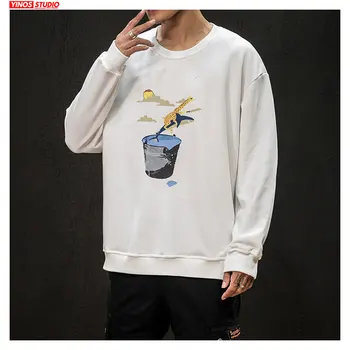 

Dropshipping 2020 Japanese Outwear Pullover Male Streetwear Cartoon Pattern Hoodies Mens Causal Solid Tops Autumn 5XL
