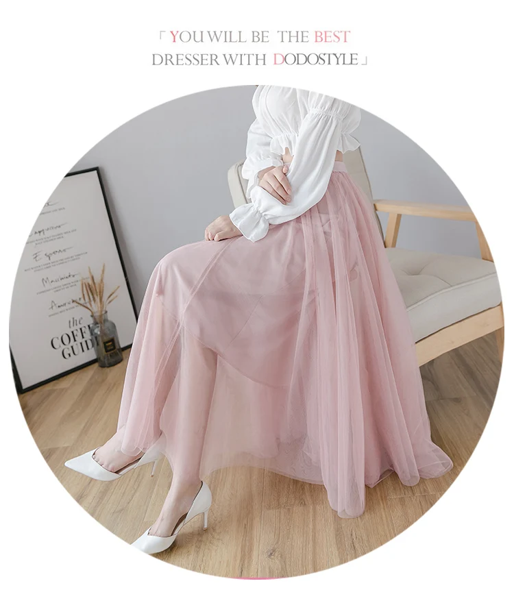 Yarn skirt half-length skirt female spring and autumn mid-length style 2020 new mesh pleated skirt super fairy forest autumn wrap skirt