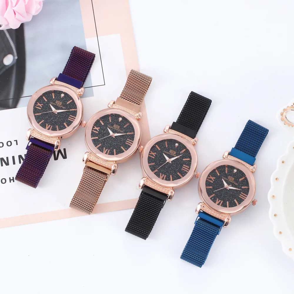 

Place of Origin Supply of Goods Quartz Watch Fashion Network Red Watch Roman Numeral Star Magnet Lazy Milan with Watch