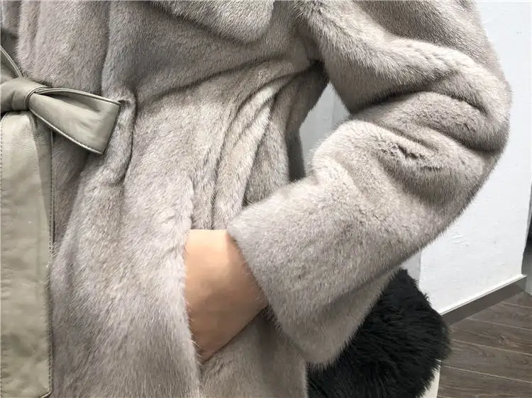 Пальто из натурального меха, женская одежда, Норковое Пальто с капюшоном, бархатная парка из натурального меха, корейское зимнее пальто для женщин, манто Femme YY2269