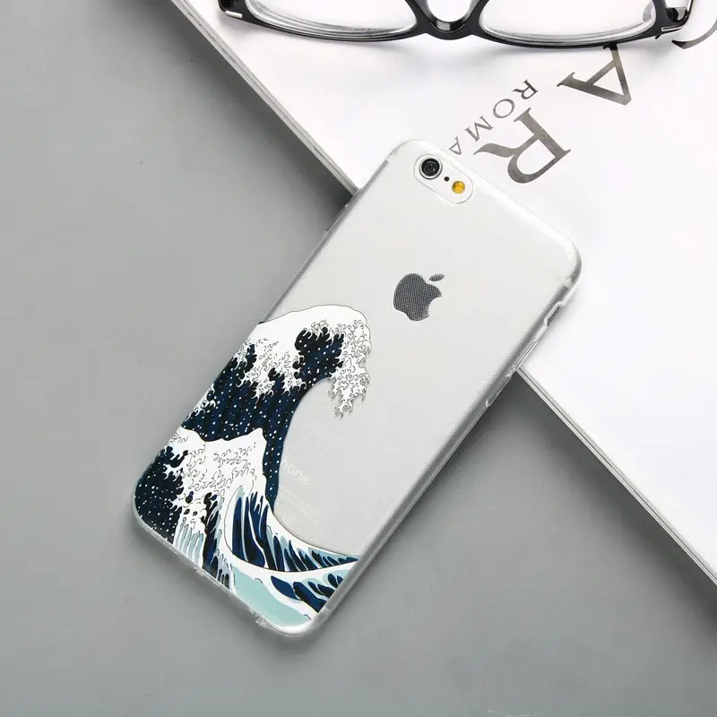 Японский морской волны океан чехол для iPhone 12 11 XS MAX XR мягкий силиконовый Летний