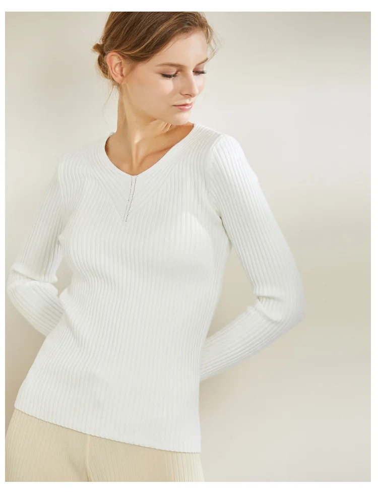 white Fdfklak, Осень-зима, женский свитер с круглым вырезом, ropa mujer, длинный рукав, Pull Femme Nouveaute, вязаный Топ, тонкий свитер, Damskie - Цвет: white