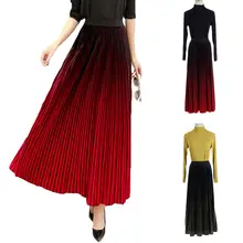 Осень-зима, Вельветовая длинная юбка макси с высокой талией, обтягивающие плиссированные юбки, модные свободные женские Вечерние Коктейльные юбки