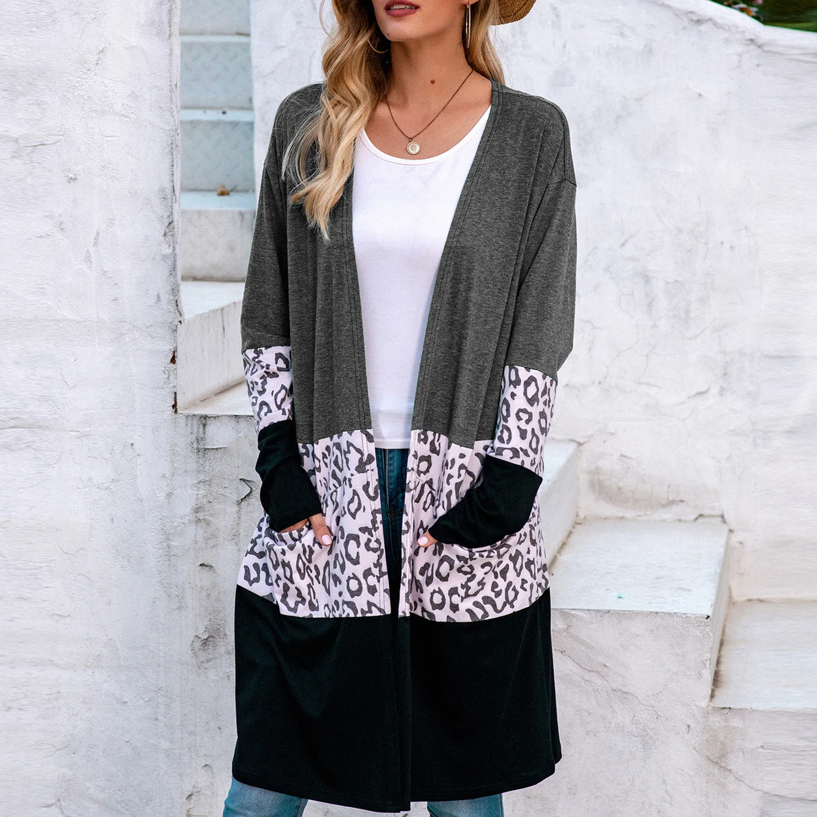 Women Plush Long Knit Cardigan Long Sleeve Sweater Casual Elegant Coat Pockets Outerwear Women Cardigan Fashion Tops 1