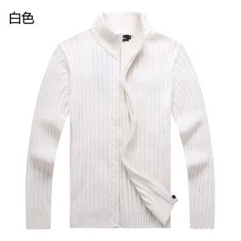 

2021 Men's Autumn and Winter Zip Striped Cardigan Knitted Sweater Youth Linen Flower Color Collar Fashion Slim Casual Sweater