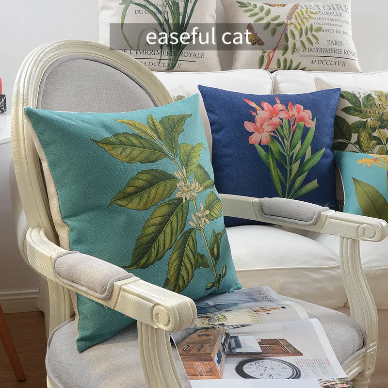 Американская хлопковая льняная Подушка с принтом подушка для дивана поясная