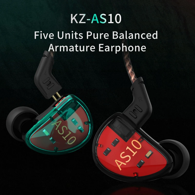 KZ AS10 Cyan 5BA Balanced Armature Driver HIFI