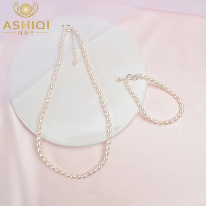 Женский ювелирный комплект из жемчуга и браслета серебра 925 пробы|Ювелирные