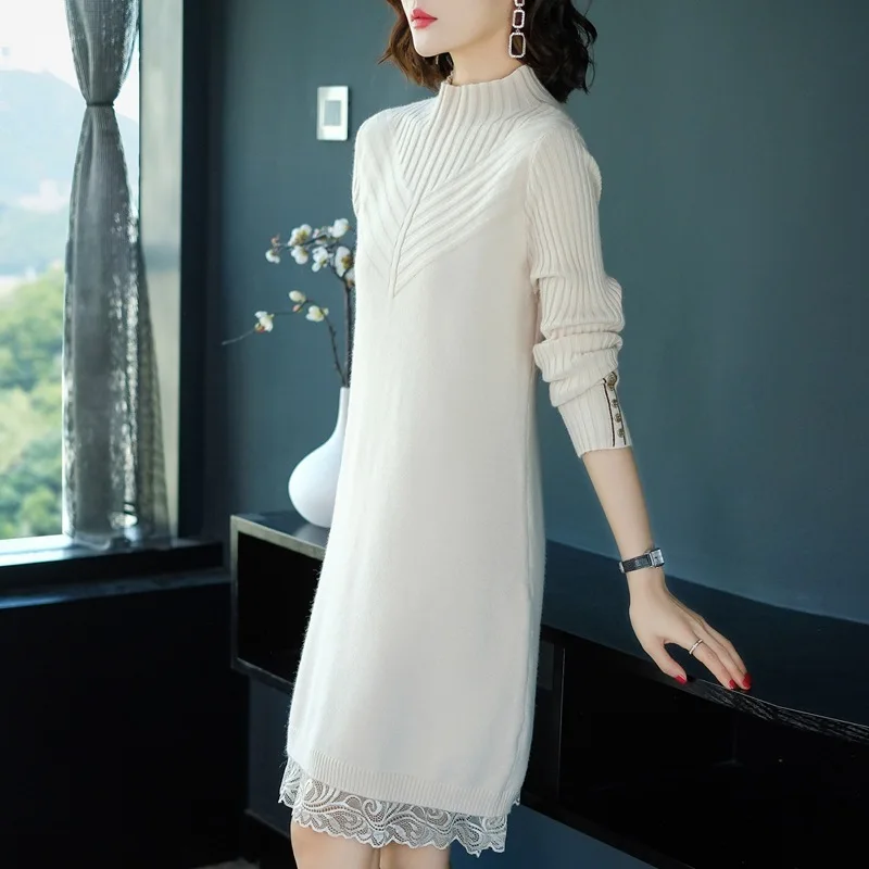 

Long Very Fairy of Sweater Women's 2019 New Style Autumn And Winter Mid-length Base Shirt Laziness-Style Knitted Sweater Skirt o