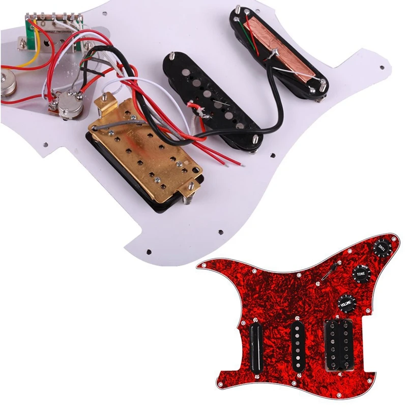 Гитара Pickguard 3-Ply SSH загружен Prewired Humbucker Pickguard набор звукоснимателей для Fender Strat ST электрогитара Red Pearl
