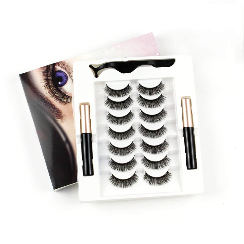 

7 Pairs Magnetic Eyelashes Set Magnet Eyeliner The cilia False Lashes Tweezer Set Lasting Reusable Fake Eyelashes Extension Set