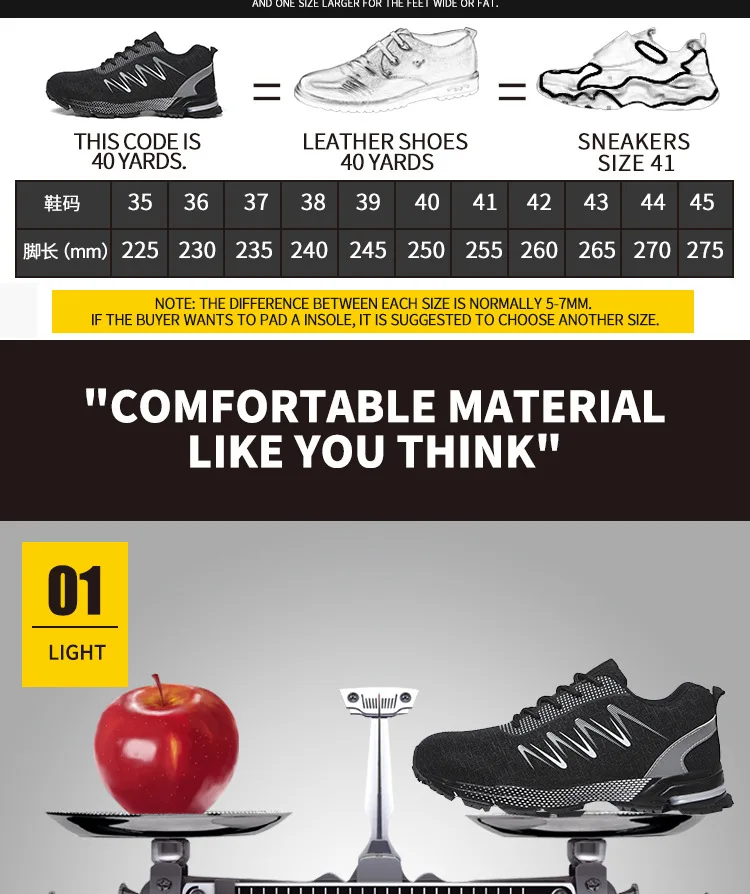 Men's Work Shoes Safety Boots With Steel Toe Shock And Puncture Resistant Protective Work Boots Men Shoes Breathable Sneakers