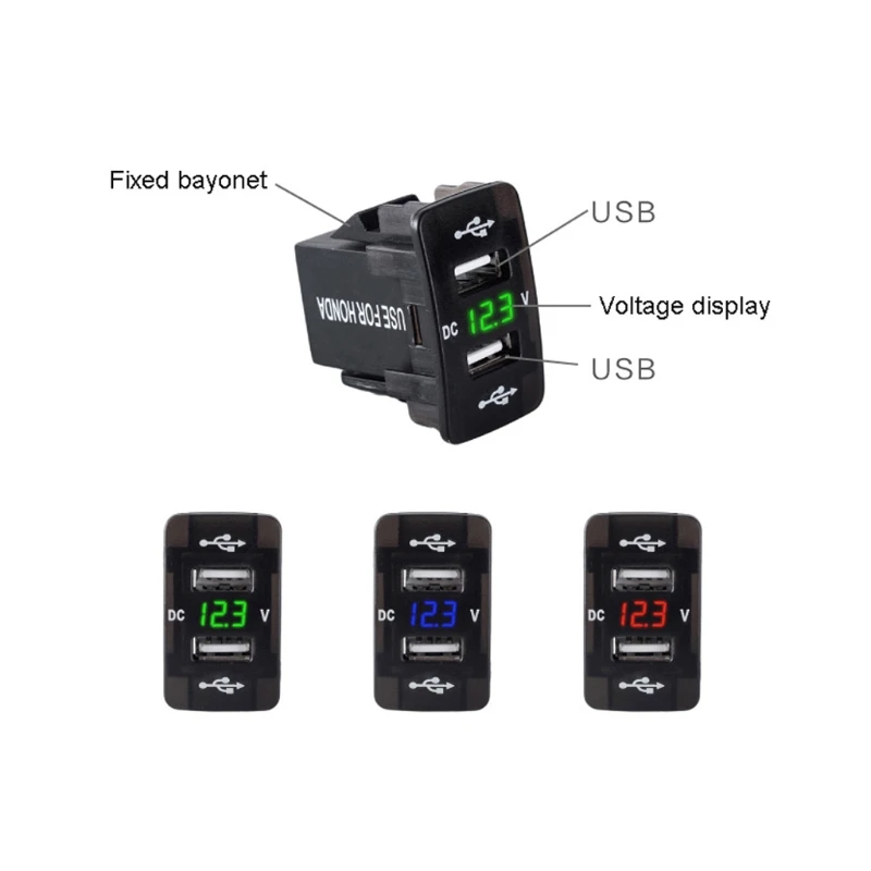 DC 12 В 24 в двойной USB Автомобильное зарядное устройство разъем светодиодный вольтметр адаптер питания для HONDA
