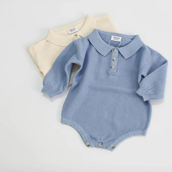 

Baby boys romper Solid Newborn Baby Clothes Turn down Neck Girl Clothing infant Baby Jumpsuit Baby Costumes