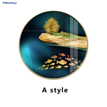 

Modern Living Room Sofa Background Wall Decorative Painting Dining Room Painting round Lucky Mural A style 1pc