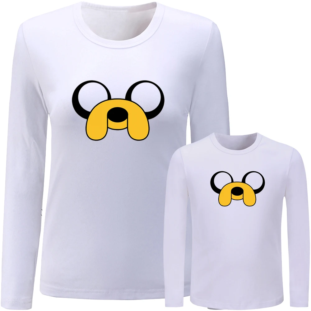 ADVENTURE TIME FINN собака Jake дизайн одинаковые комплекты для семьи футболка с длинными рукавами для мамы и дочки топы с принтом для женщин и девочек подарок