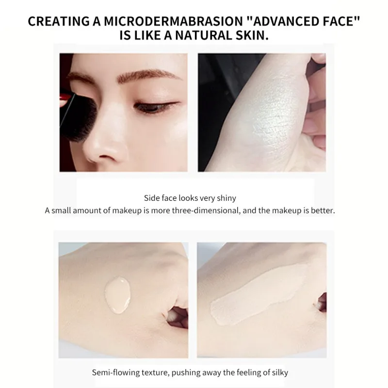 2 In 1 Liquid Foundation Highlighter Long Lasting Moisturizing Brighten Skin Color Foundation High Gloss Powder New