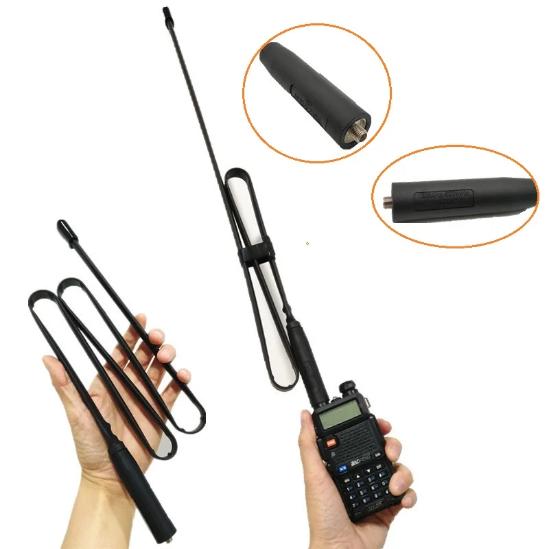 CS táctica antena para BAOFENG UV-5R UV-82 UV-6R BF-F8 Walkie Talkie VHF UHF transceptor de Radio Fordable SMA-F antena