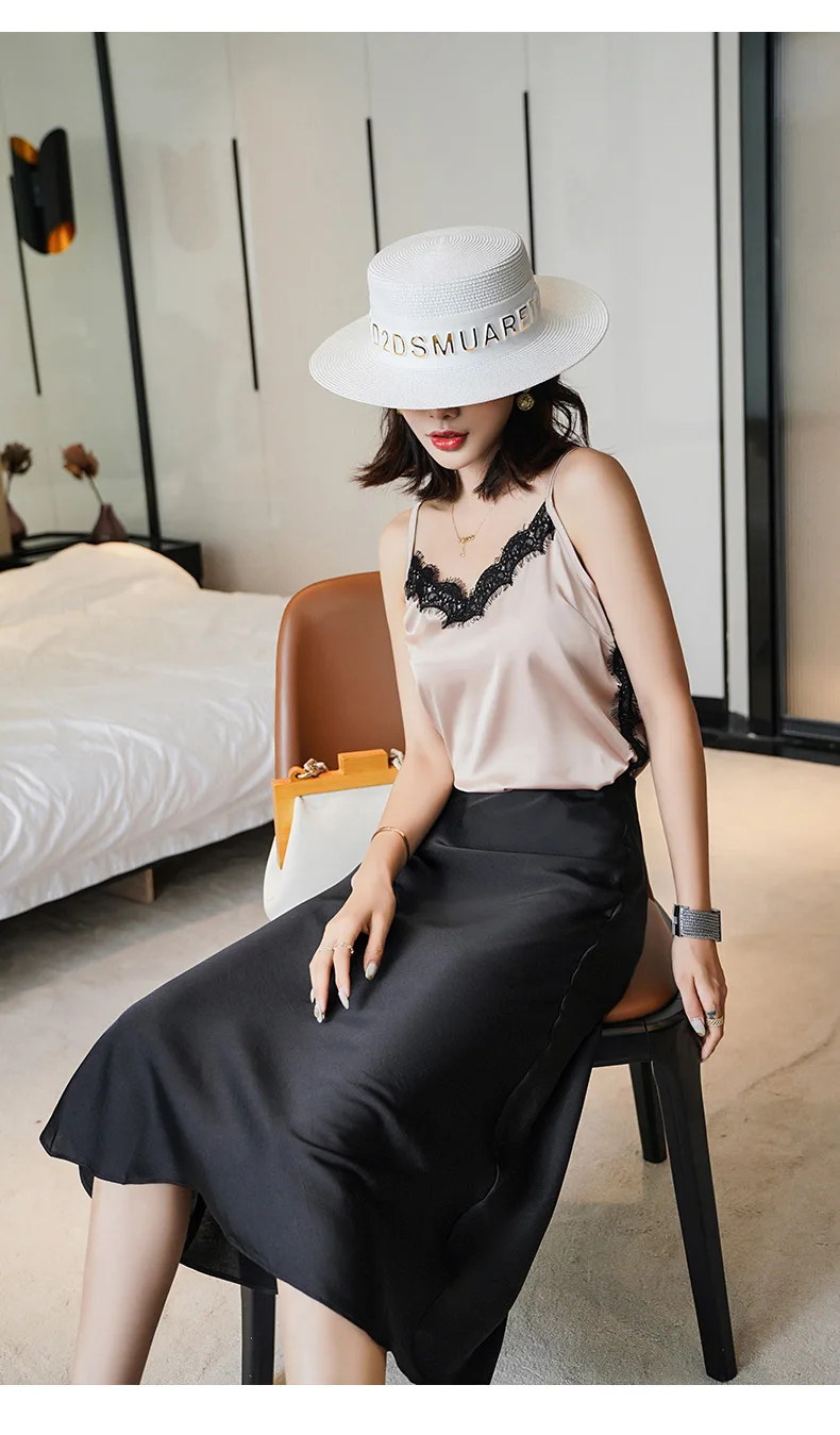 Summer Silk Midi Skirts Womens Korean England Style Satin Office Lady Simple Solid Elegant Faldas Mujer Moda Long Skirts Womens Summer Silk Midi Skirts Womens Korean England Style Satin Office Lady Simple Solid Elegant Faldas Mujer Moda Long Skirts Womens