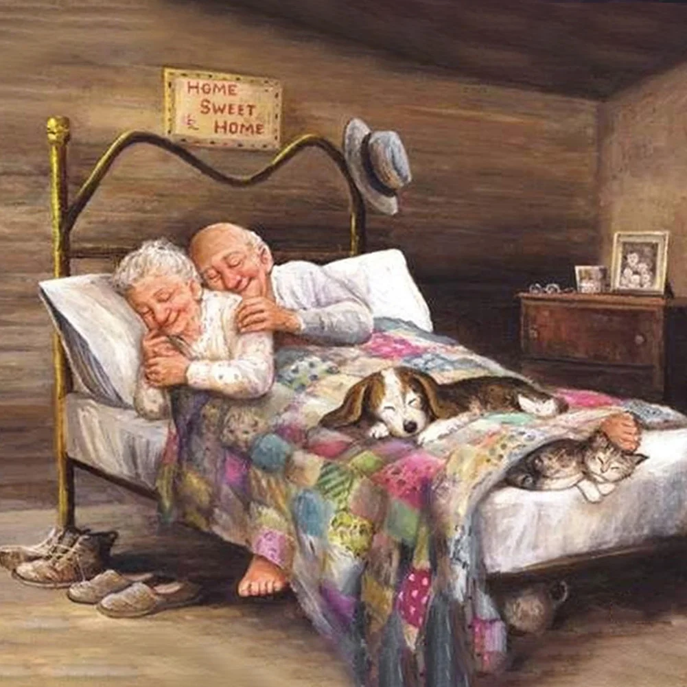 

DIY Diamond Painting Mosaic Cross Stitch Handmade Full Drill Embroidery Old Couple Arts Craft Decoration Gift