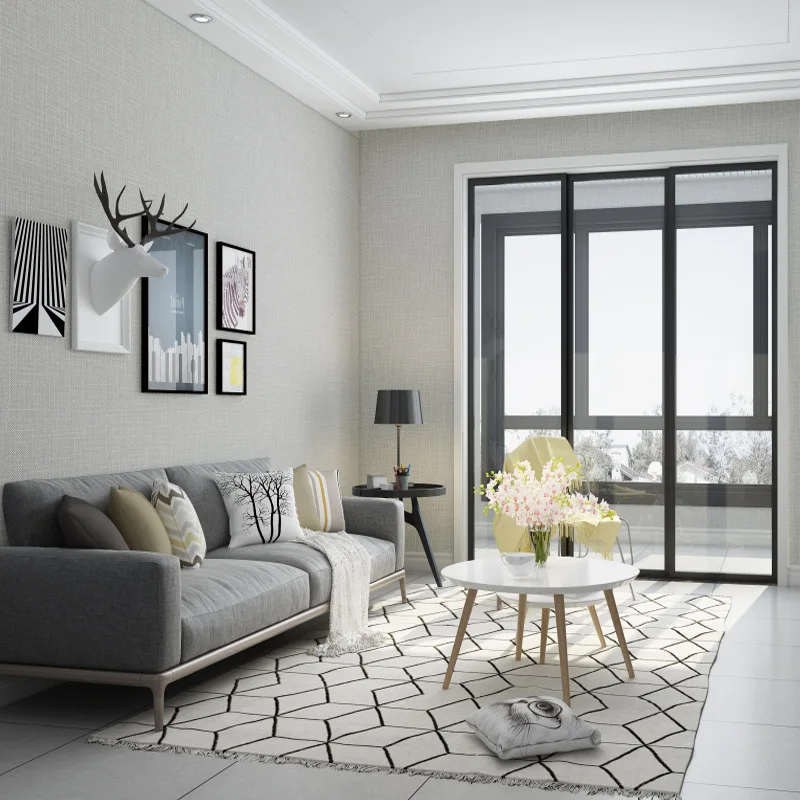 Современные Простые нетканые обои для гостиной льняная текстура простые рулон