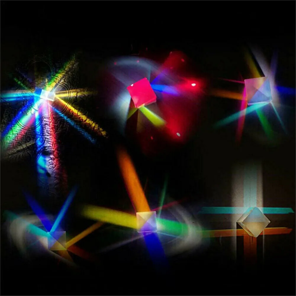 1PC Cube composite color prism Optical Glass Dichroic Combiner Splitter Gift Soft Well Party lighting props Decorations for Home