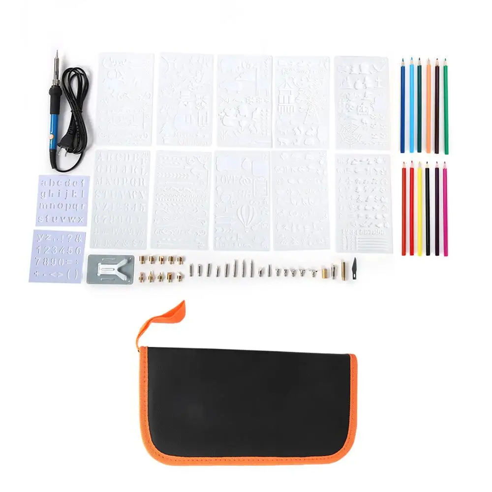 

56pcs Wood Burning Pen Kit Adjustable Temperature Soldering Iron DIY Pyrography Tool 110V US