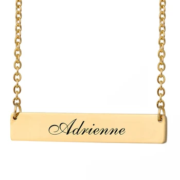 

Custom Nameplate Necklace Women Name Adrienne Bar Pendant Best Friends Jewelry Birthday Gifts Stainless Steel Size 40 X 7mm