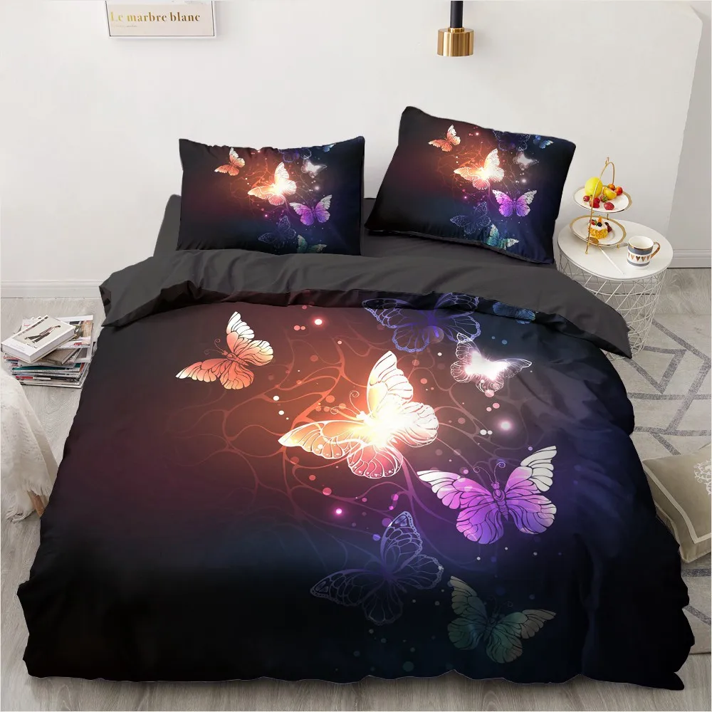 

3D Printed Bedding Sets luxury Metal Streamer Butterfly Roclet Astronaut Single Queen Double King Twin Bed For Home Duvet Cover