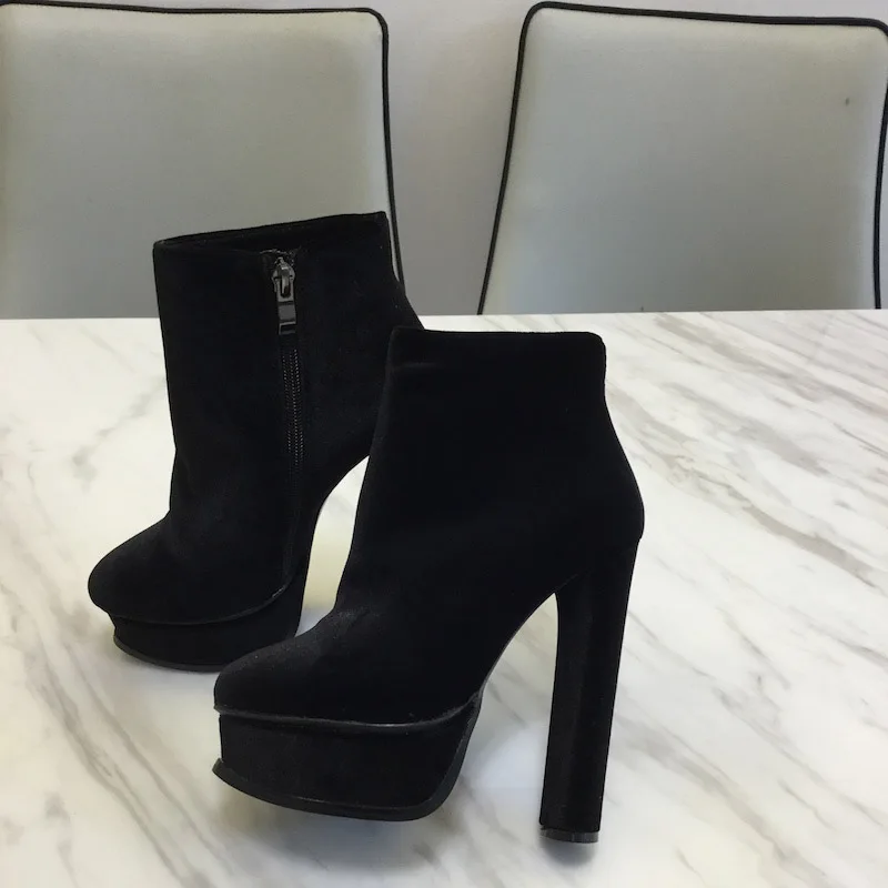 black suede platform boots